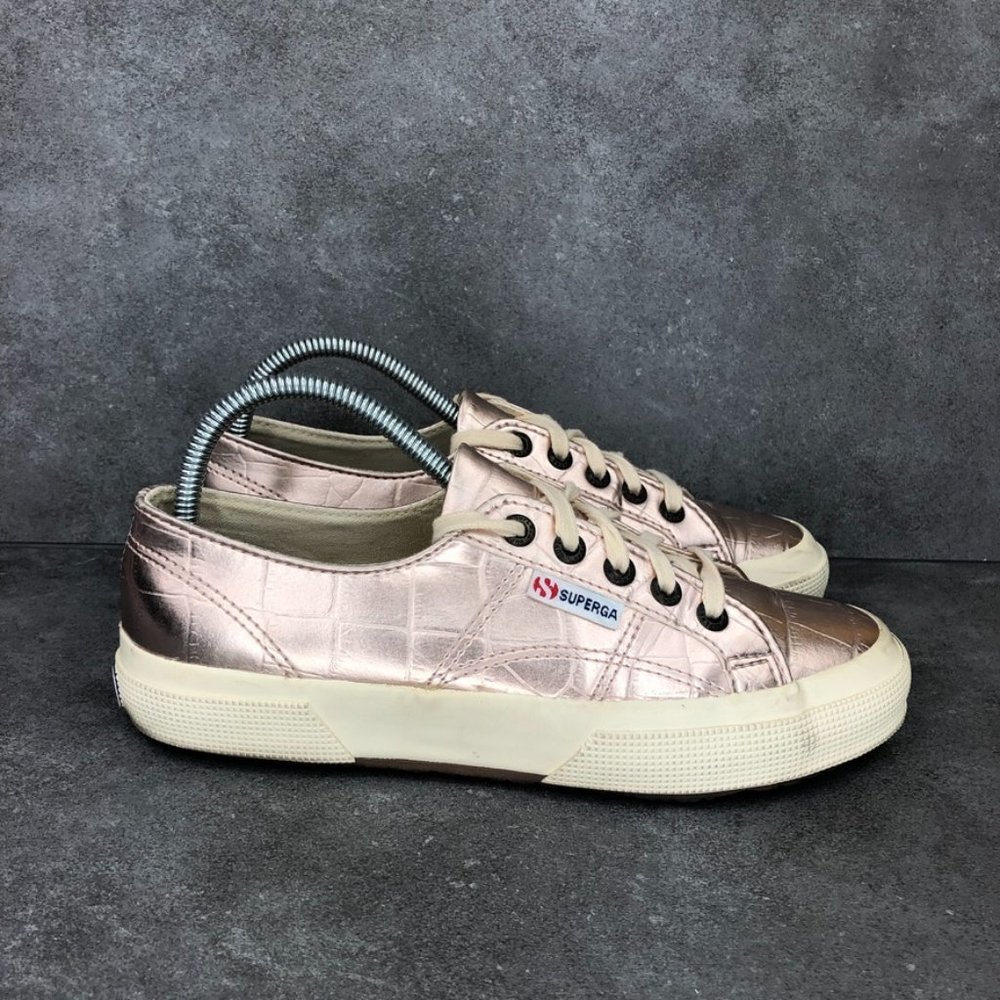 Superga Low Top Sneaker, Metallic Rose Gold Pink, Women's 7